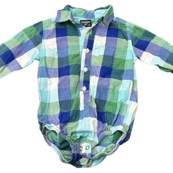OshKosh B’gosh Button Down Longsleeve Onesie 24 MTHS - Picture 1 of 2